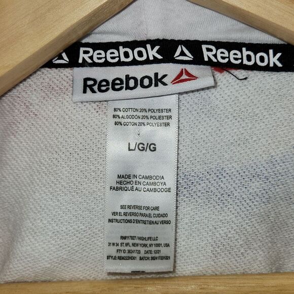 Reebok Multicolored Short Sleeve Pull Over Hoodie Sweatshirt Men Size L Cotton - Picture 7 of 10